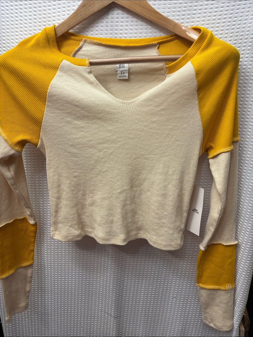 Urban Outfitters Cream and Mustard Raglan Long Sleeve Top